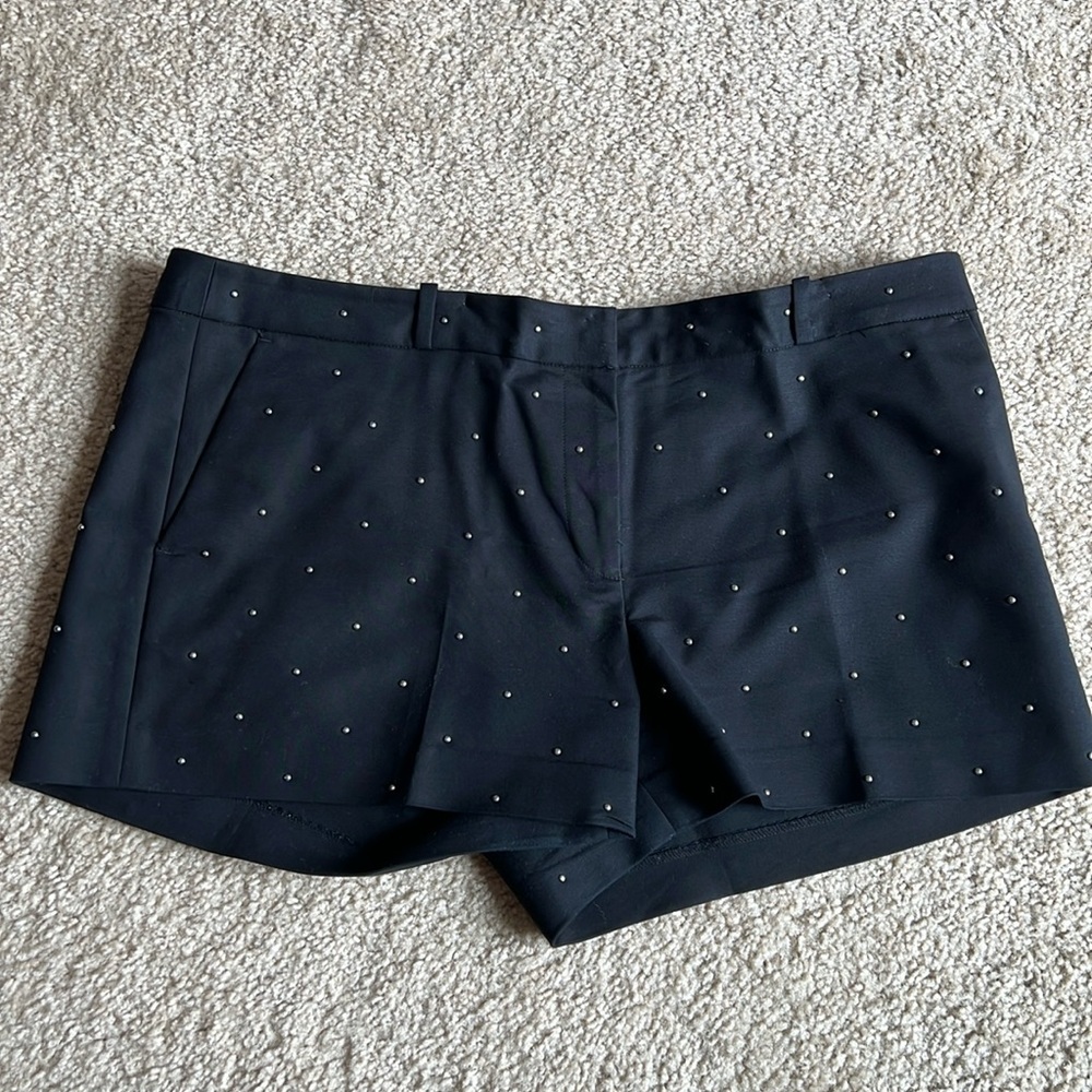 Michael Kors silver studded grommet black shorts size 14